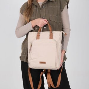 Дамска раница Silver & Polo SP1226 бежова от сатен с цип и елегантен дизайн