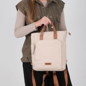 Дамска раница Silver & Polo SP1226 бежова от сатен с цип и елегантен дизайн