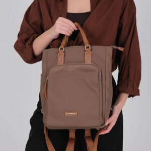 Дамска раница Silver & Polo SP1226 цвят кафе от сатен с цип и елегантен дизайн