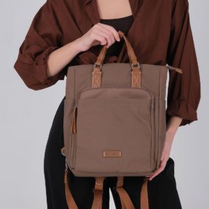 Дамска раница Silver & Polo SP1226 цвят кафе от сатен с цип и елегантен дизайн