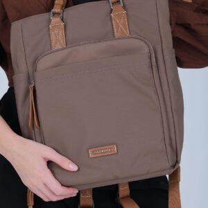 Дамска раница Silver & Polo SP1226 цвят кафе от сатен с цип и елегантен дизайн