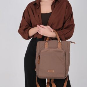 Дамска раница Silver & Polo SP1226 цвят кафе от сатен с цип и елегантен дизайн