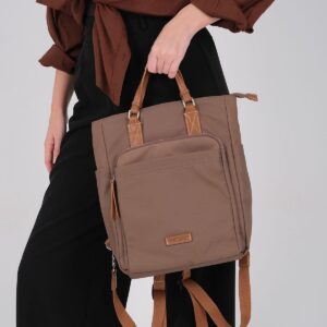 Дамска раница Silver & Polo SP1226 цвят кафе от сатен с цип и елегантен дизайн