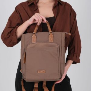 Дамска раница Silver & Polo SP1226 цвят кафе от сатен с цип и елегантен дизайн