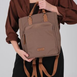 Дамска раница Silver & Polo SP1226 цвят кафе от сатен с цип и елегантен дизайн