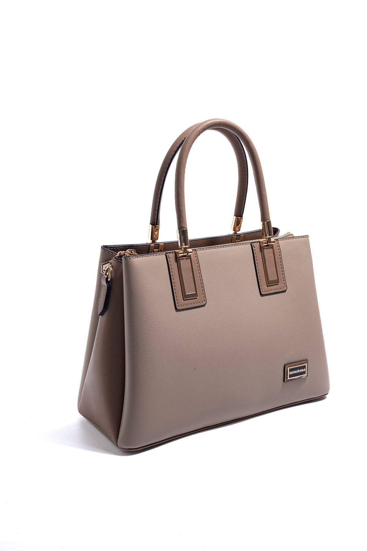 SP1000 Kadın El Çantası Düz Koyu Bej-Latte 1 дамска чанта SP1000 тъмно бежова елегантна чанта за ръка