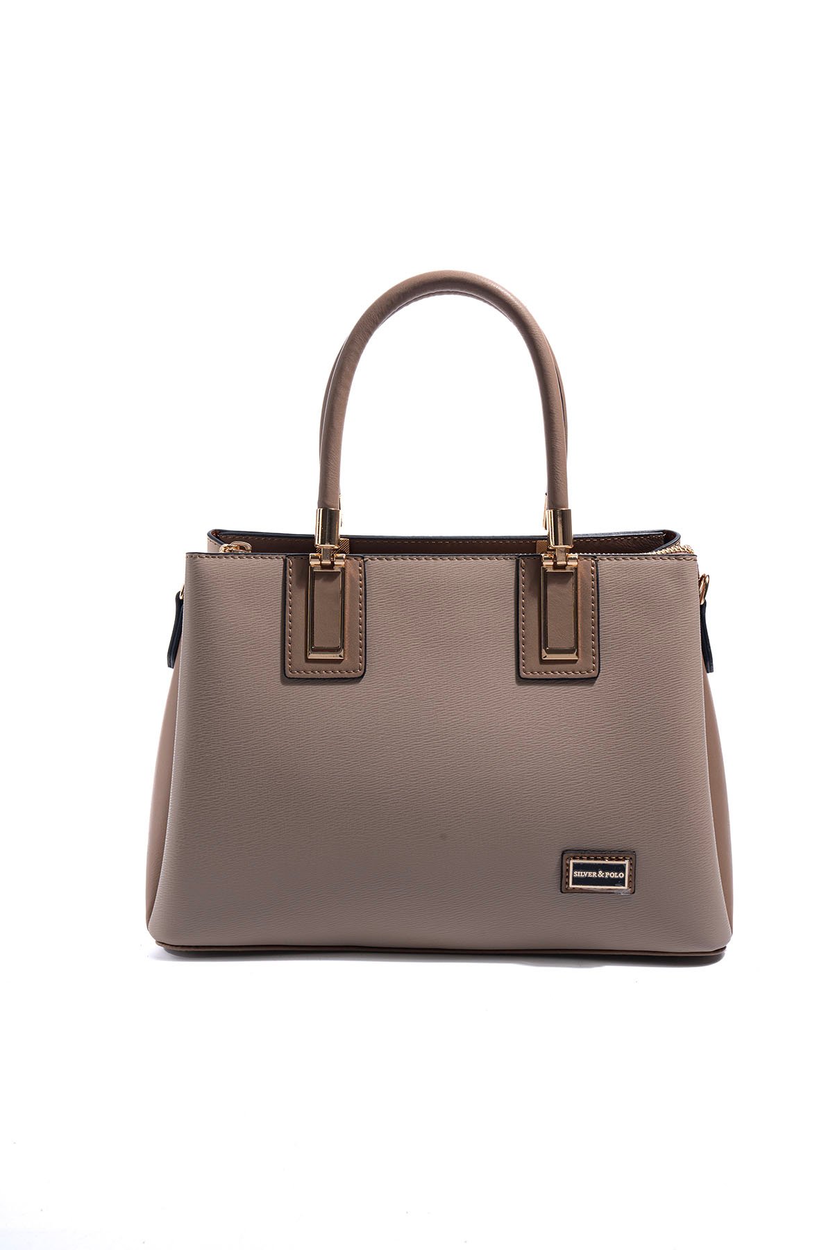 SP1000 Kadın El Çantası Düz Koyu Bej-Latte дамска чанта SP1000 тъмно бежова елегантна чанта за ръка
