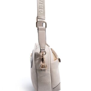 дамска бежова чанта през рамо велур модел SP1094