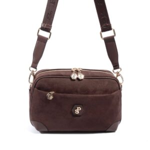 дамска чанта през рамо кафява SP1094 елегантна дамска чанта