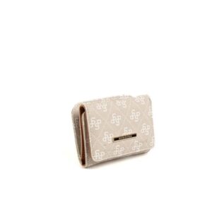 Дамско бежово портмоне с монограм и метално лого SP1172