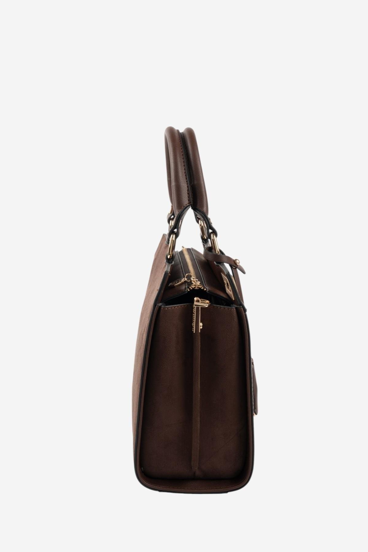 SP1174 Kadın El Çantası Süet Kahve-Kahve 2 дамска кафява чанта SP1174 Suet Kahve елегантна чанта за жена