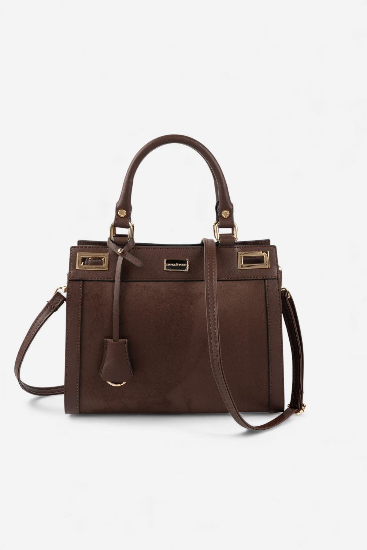 SP1174 Kadın El Çantası Süet Kahve-Kahve 4