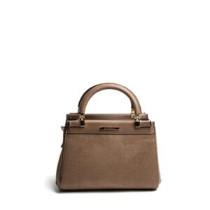 Дамска чанта цвят визон с дълга презрамка и къси дръжки елегантен модел