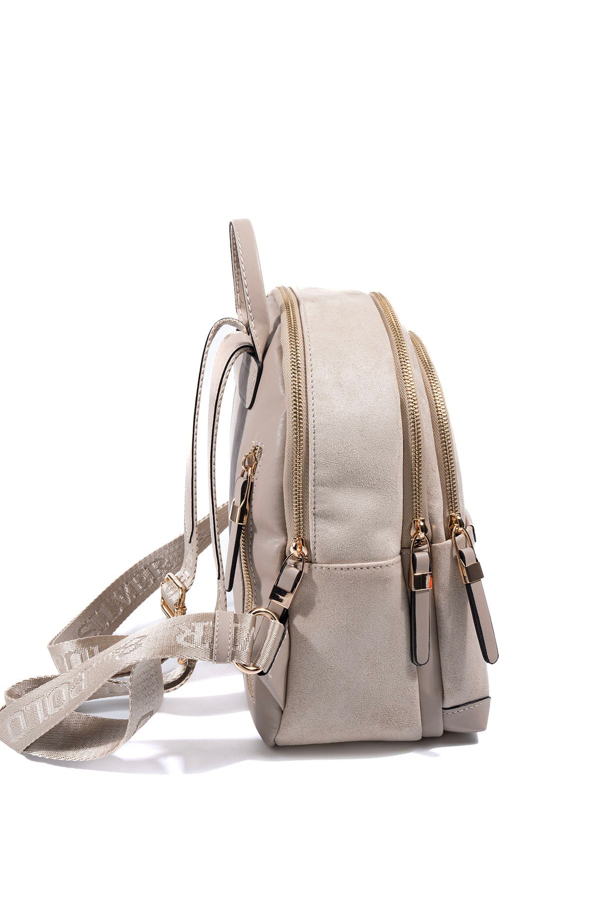 SP1265 Kadın Sırt Çantası Süet Bej-Kum 2 Дамска раница от велур бежова SP1265 елегантна малка раница за ежедневие