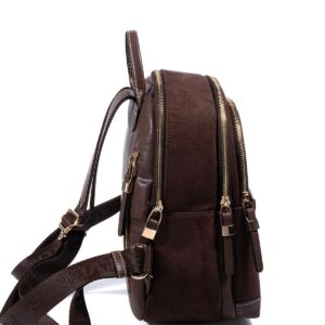 SP1265 Дамска раница от велур – тъмно кафява елегантна раница Тъмно кафява дамска раница от велур SP1265 елегантна малка раница за ежедневие