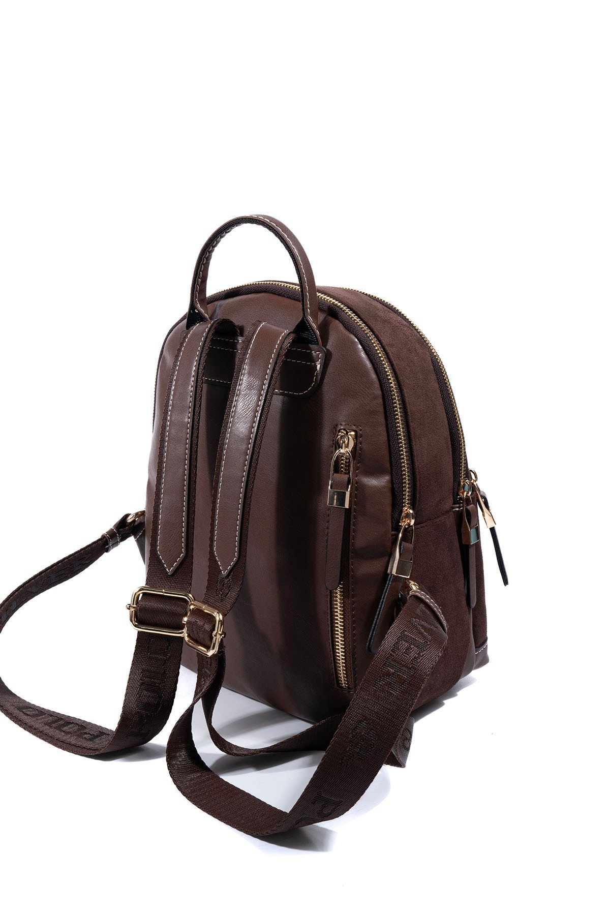 SP1265 Дамска раница от велур – тъмно кафява елегантна раница