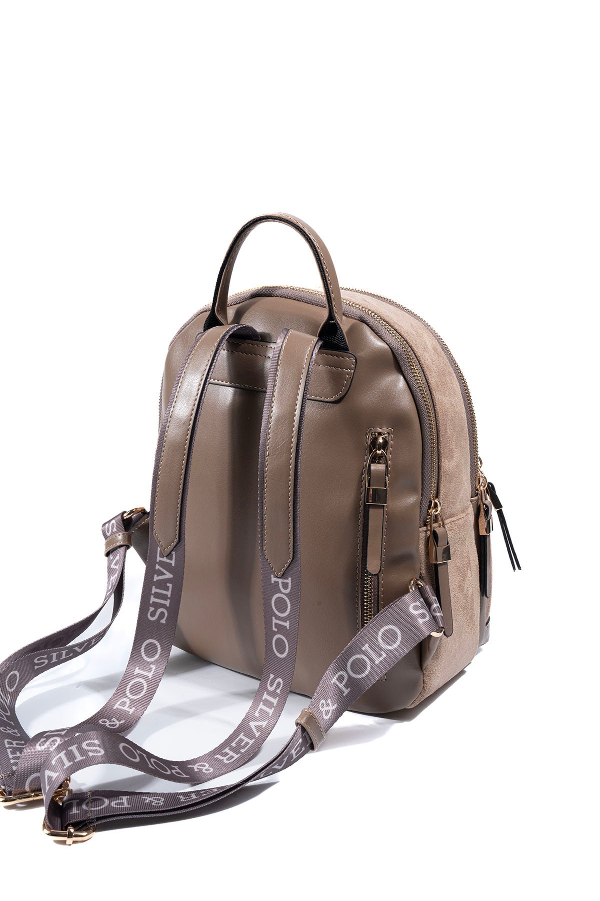 SP1265 Дамска раница от велур – визон елегантна раница Дамска раница от велур визон SP1265 елегантна малка раница за ежедневие