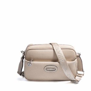 Дамска бежова чанта през рамо с регулируема презрамка елегантна дамска чанта