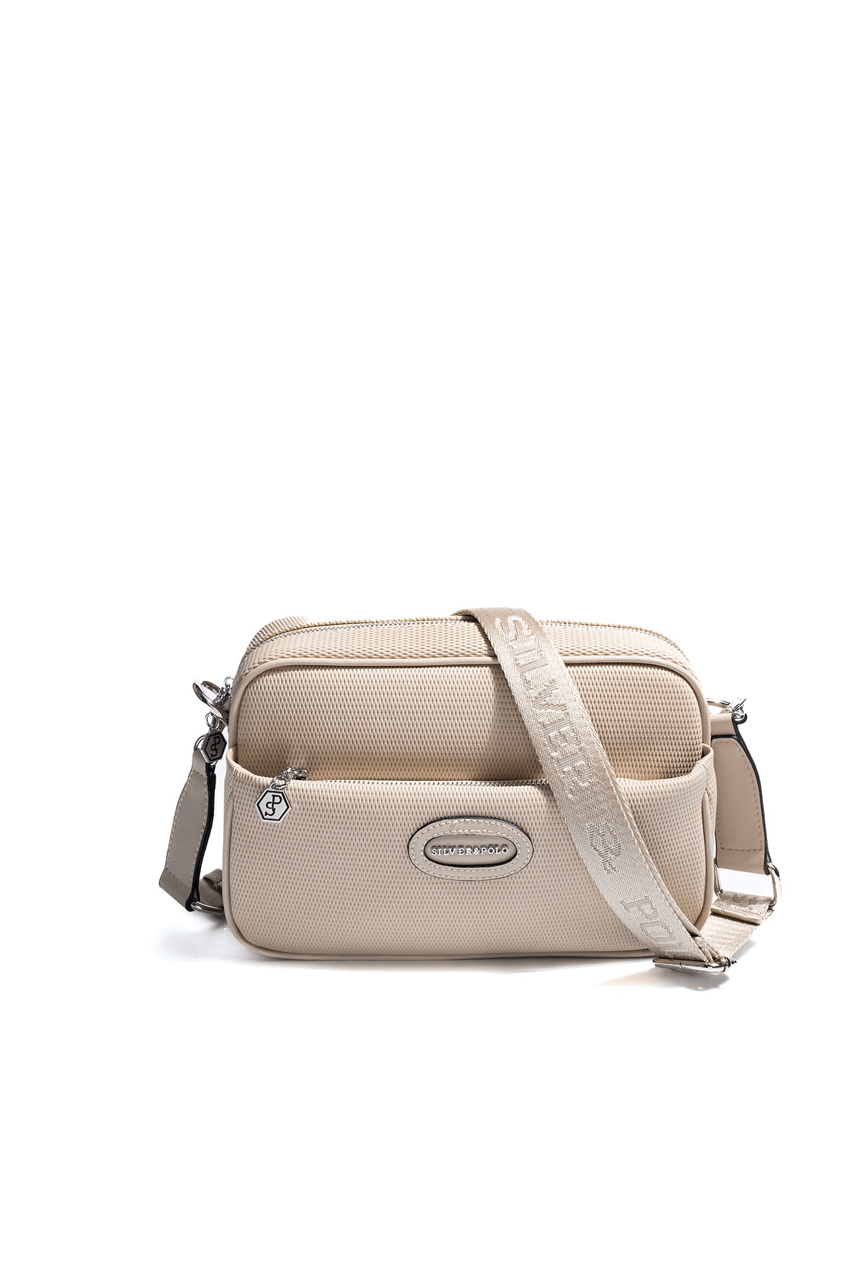 SP1267 Kadın Çapraz Çanta Petek Kum Beji-Kum Beji 4 Дамска бежова чанта през рамо с регулируема презрамка елегантна дамска чанта