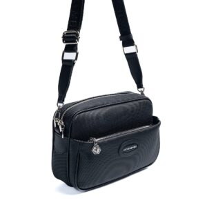 SP1267 Kadın Çapraz Çanta Petek Siyah-Siyah 2 Дамска черна чанта през рамо с регулируема презрамка елегантна дамска чанта