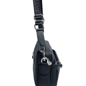 SP1267 Kadın Çapraz Çanta Petek Siyah-Siyah 3 Дамска черна чанта през рамо с регулируема презрамка елегантна дамска чанта