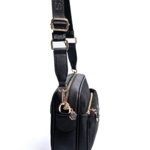 SP1267 Kadın Çapraz Çanta Süet Siyah-Siyah 2 Дамска черна велурена чанта за през рамо SP1267 кросбоди