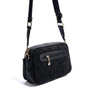 SP1267 Kadın Çapraz Çanta Süet Siyah-Siyah 3 Дамска черна велурена чанта за през рамо SP1267 кросбоди