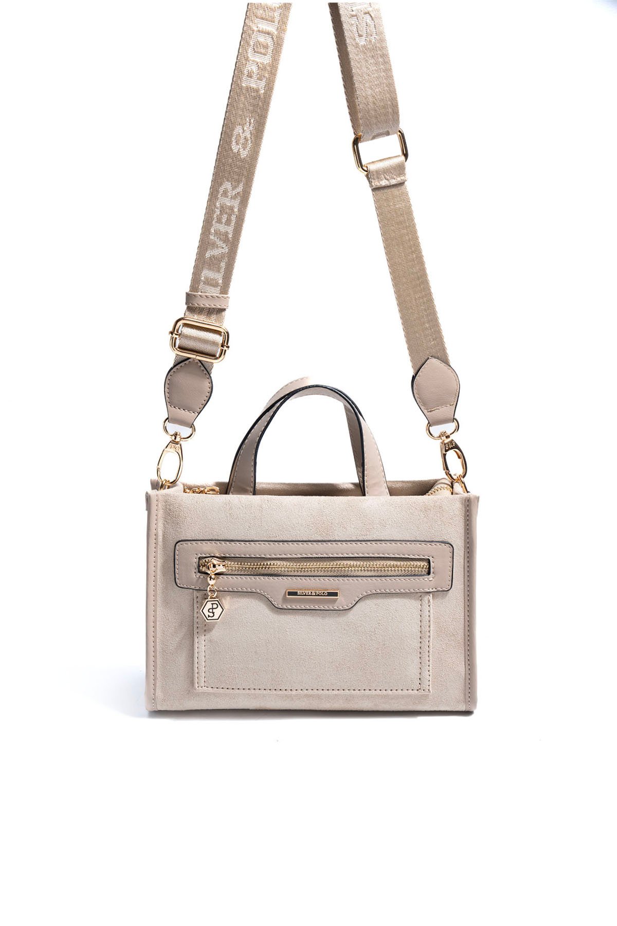 SP1271 Kadın El Çantası Süet Bej-Kum Бежова дамска чанта SP1271 с дълга презрамка елегантна ежедневна чанта