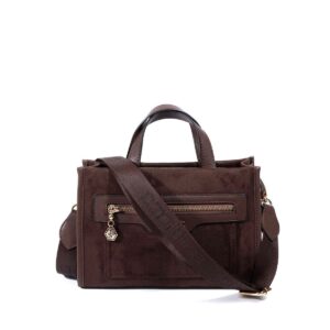 дамска кафява чанта от еко кожа с дълга дръжка модел SP1271