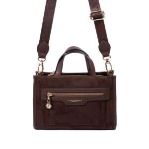 дамска кафява чанта от еко кожа с дълга дръжка модел SP1271