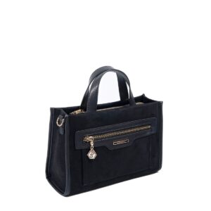 SP1271 Kadın El Çantası Süet Siyah-Siyah 3 Черна дамска чанта SP1271 с дълга презрамка елегантна ежедневна чанта