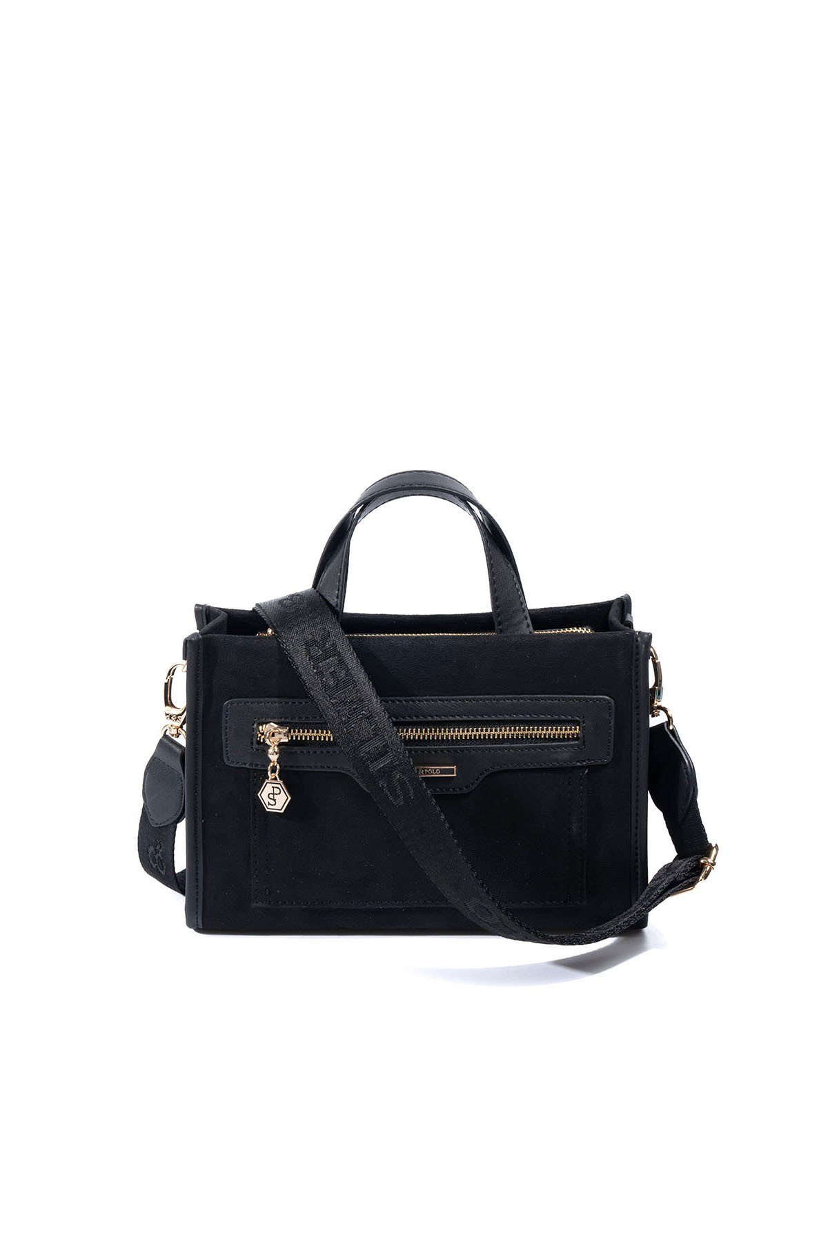 SP1271 Kadın El Çantası Süet Siyah-Siyah