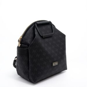 SP771 Kadın Sırt Çantası Monogram Siyah-Siyah 2 Дамска черна чанта с монограм и къси дръжки