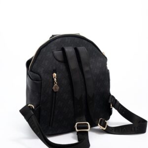 SP771 Kadın Sırt Çantası Monogram Siyah-Siyah 4 Дамска черна чанта с монограм и къси дръжки