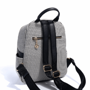 SP906 Kadın Sırt Çantası Kaz Ayağı Ekose Siyah-Siyah 3