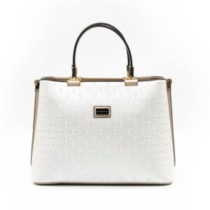 бяла дамска чанта Silver&Polo еко кожа елегантна дамска чанта с къси дръжки
