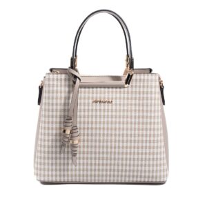 SP969 Kadın El Çantası Ekose Line Kare Kum Beji-Kum 2 дамска бежова чанта еко кожа SP969 чанта през рамо