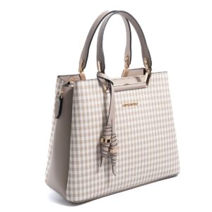 SP969 Kadın El Çantası Ekose Line Kare Kum Beji-Kum 3 дамска бежова чанта еко кожа SP969 чанта през рамо