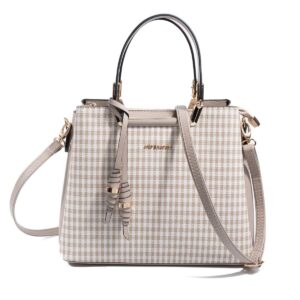 SP969 Kadın El Çantası Ekose Line Kare Kum Beji-Kum 6 дамска бежова чанта еко кожа SP969 чанта през рамо