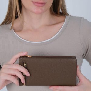 Дамско портмоне Silver & Polo SP1196 от еко кожа с цип в кафяв цвят