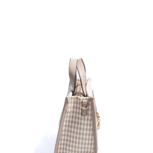 Дамска чанта Silver & Polo SP1271 в пясъчно бежово каре с къса дръжка и дълга презрамка