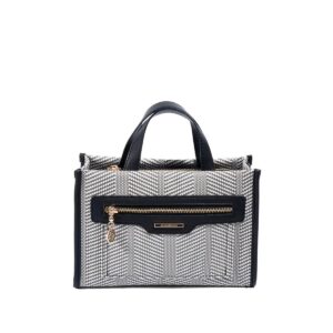 Дамска чанта Silver & Polo SP1271 черно-бяла с къса дръжка и дълга презрамка