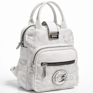 Дамска раница 2 в 1 Berlina в бял цвят с цип и регулируеми презрамки