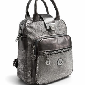 Дамска раница 2 в 1 Berlina в графитен цвят с цип и регулируеми презрамки