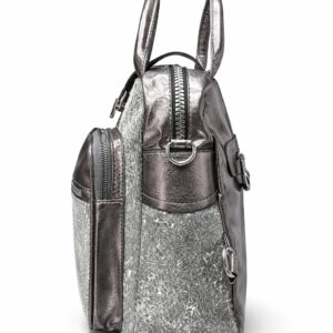 Дамска раница 2 в 1 Berlina в графитен цвят с цип и регулируеми презрамки