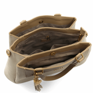 Дамска чанта Coveri Collection бежова 4 Дамска чанта Coveri Collection визон елегантна чанта с пискюл