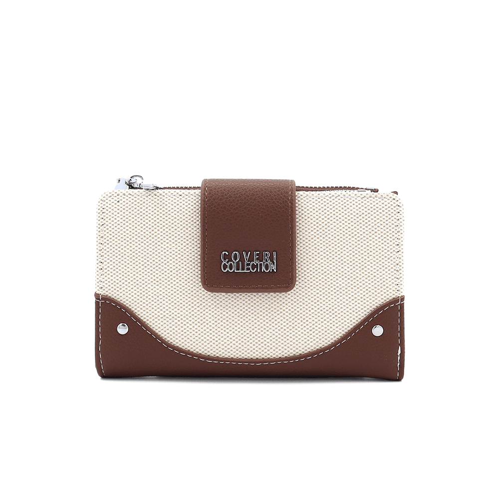 Дамско портмоне Coveri Collection бежовотъмно кафяво 1 дамско портмоне Coveri Collection бежово еко кожа компактно