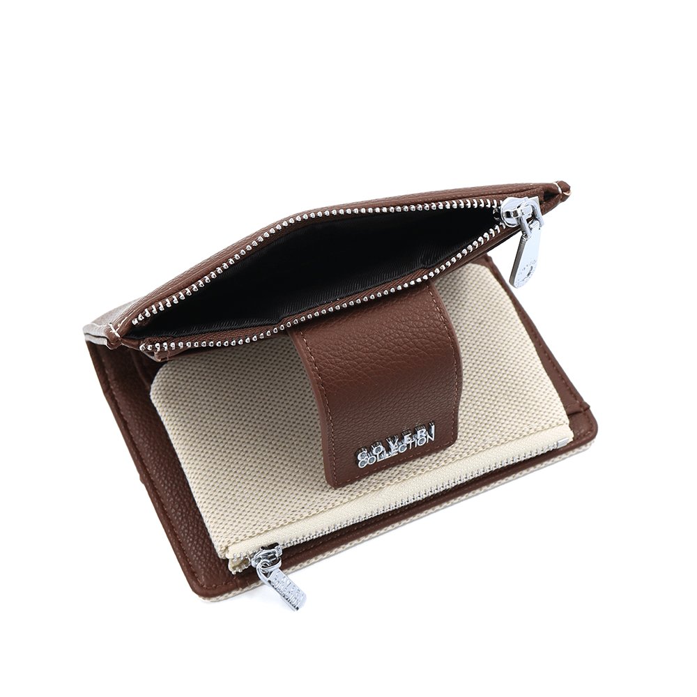 Дамско портмоне Coveri Collection бежовотъмно кафяво 5 дамско портмоне Coveri Collection бежово еко кожа компактно