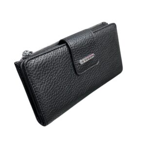Дамско портмоне Eslee от естествена кожа в черен цвят – елегантен дамски аксесоар
