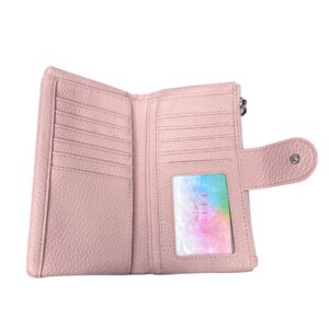 Дамско кожено портмоне Esleee пепел от рози от естествена кожа с отделения за карти, банкноти и монети